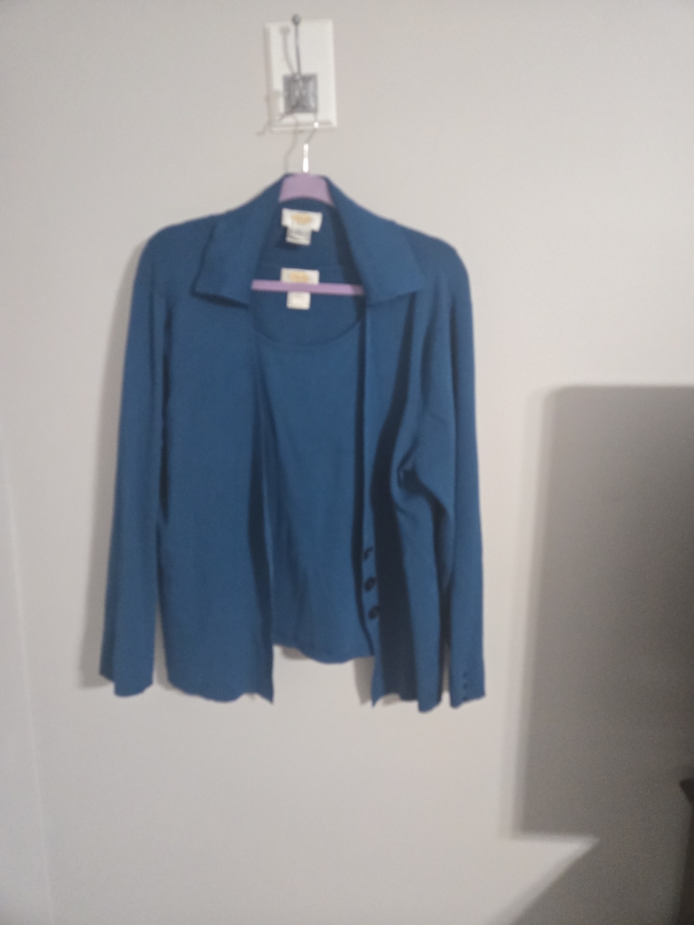 Talbots Teal Open-Front Cardigan and Shell Set